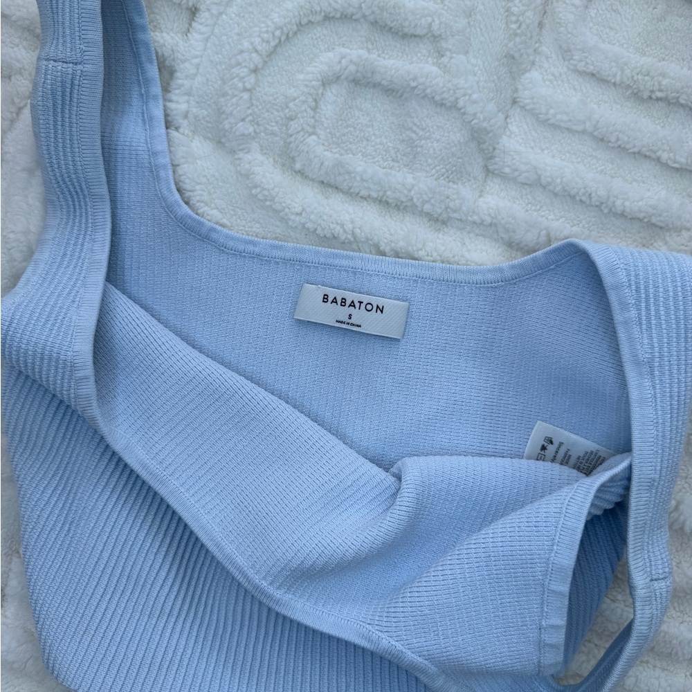 Babaton Pastel Blue Ribbed Knit Tank